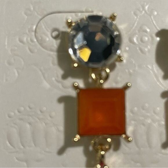 Earrings Dangle Teardrop Shape Bright Colors Pink & Orange - Picture 5 of 8